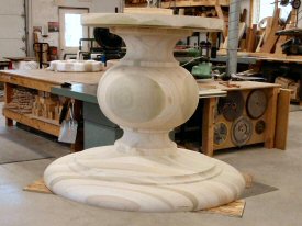 Hanson Woodturning, large work - Porch Posts, Pedestal Bases, Pool Table Legs, Stave Built, Tapered Wood Columns.