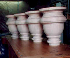 Hanson Woodturning, large work - Porch Posts, Pedestal Bases, Pool Table Legs, Stave Built, Tapered Wood Columns.