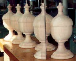 Hanson Woodturning, large work - Porch Posts, Pedestal Bases, Pool Table Legs, Stave Built, Tapered Wood Columns.
