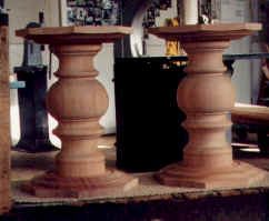 Hanson Woodturning, large work - Porch Posts, Pedestal Bases, Pool Table Legs, Stave Built, Tapered Wood Columns.