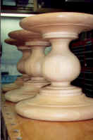 Hanson Woodturning, large work - Porch Posts, Pedestal Bases, Pool Table Legs, Stave Built, Tapered Wood Columns.