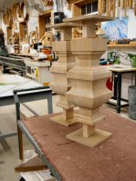 Hanson Woodturning. Square turnings. Kitchen Islands. Table Legs. Pedestal Bases. Table Bases. Large Finials.