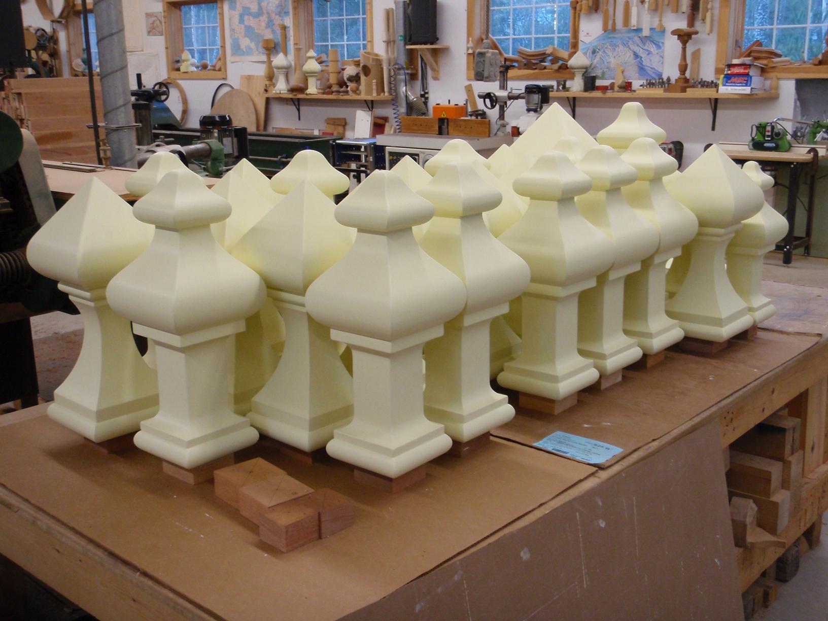 Hanson Woodturning. Square turnings. Kitchen Islands. Table Legs. Pedestal Bases. Table Bases. Large Finials.