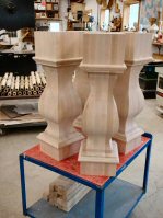 Hanson Woodturning. Square turnings. Kitchen Islands. Table Legs. Pedestal Bases. Table Bases. Large Finials.
